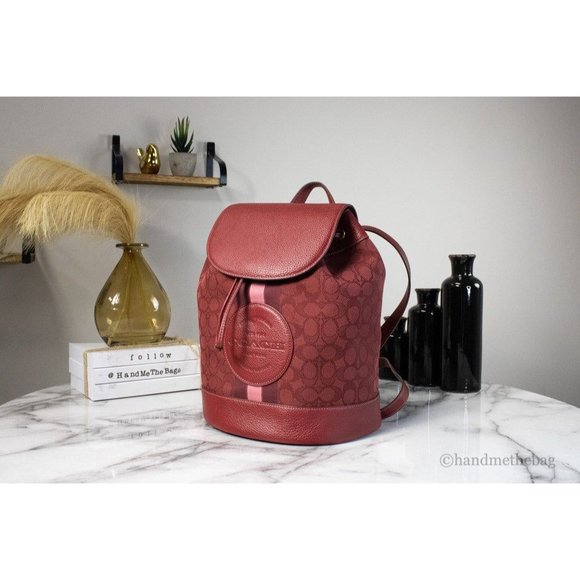 Coach Dempsey Signature Jacquard Backpack in Red Apple